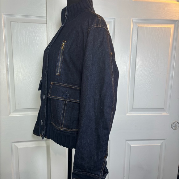 Lauren Jeans Co. Vintage Dark Blue Jean Quilted Denim Bomber Jacket - Picture 4 of 15